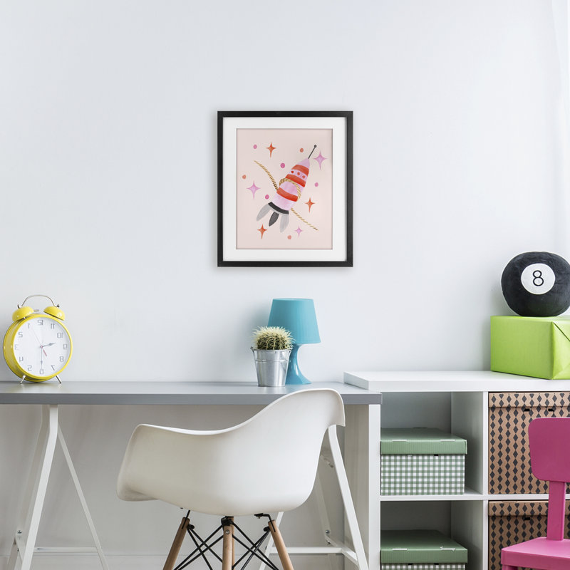 Vaisseau spatial avec impression encadrée sous verre Lasso, design par Nina Jacobs, Cadre noir minuit, H 21 po x l 17 po