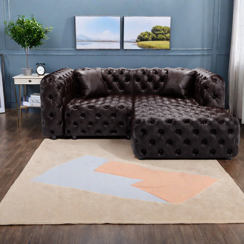 Canapé modulaire à compression en similicuir de 77 pouces pour la maison