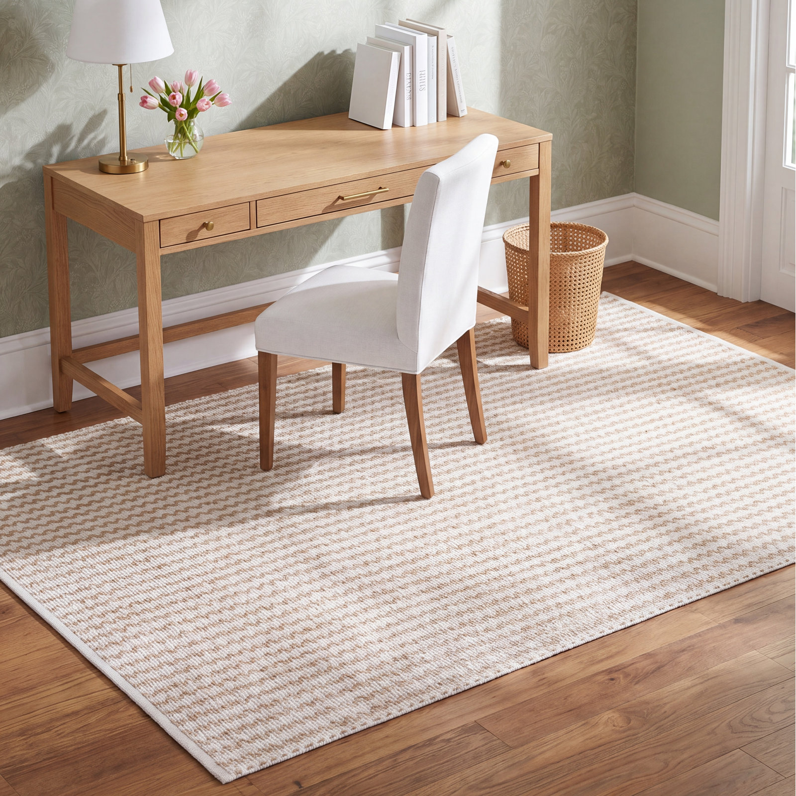 Hand-Woven Chevron Cotton Rug, Rectangle 4' x 6'