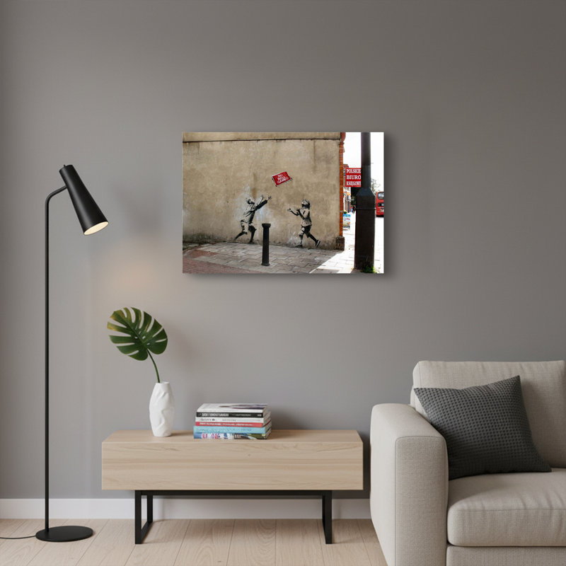«Children with Red Flag Graffiti», art mural sur toile