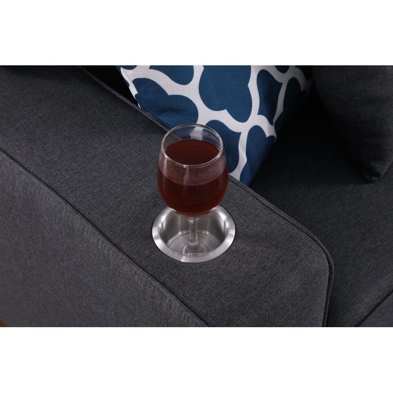 Audwin Cooper 5-Seater Sofa With Cupholder, Dark Gray Linen