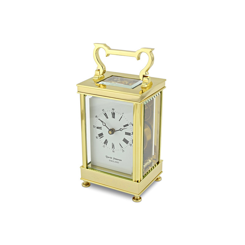 Metal Glass Mechanical Tabletop Clock in Gold