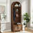70.8-Inch Walnut Wood Arched Coat Rack With Bench And Shoe Rack, 4 Hooks, 2 Recessed Doors, Farmhouse Style Hallway Storage