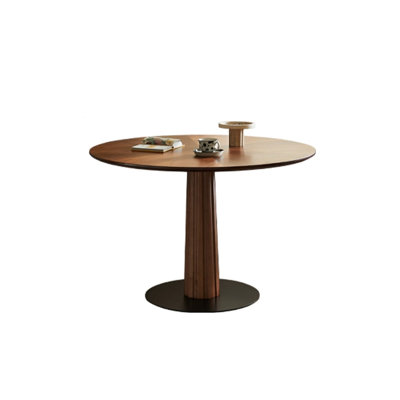 Walnut+Black Round Solid Wood Dining table