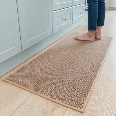 Tapis de cuisine antidérapants, lavables et antidérapants pour la cuisine, devant l'évier, tapis de cuisine pour le plancher (beige, 20 po x 47 po)