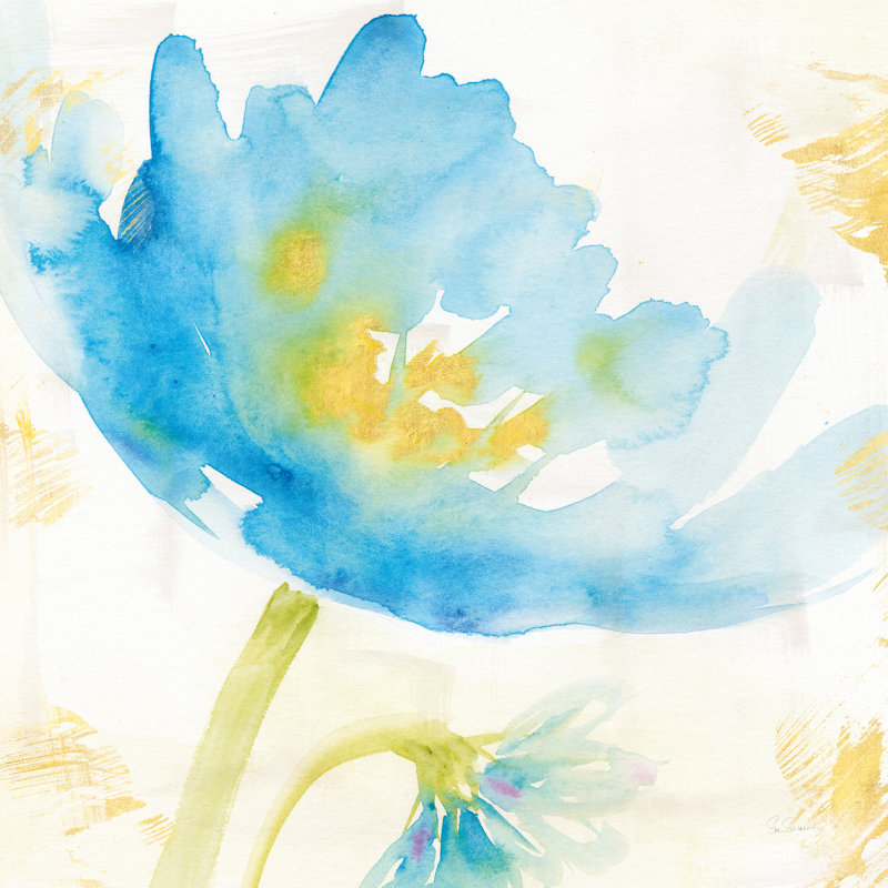 «Breeze Bloom II» par Sue Schlabach, peinture sur toile tendue, H 12 po x l 12 po, Cadre flottant érable, Non