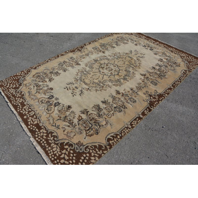 Tapis rétro, tapis Cool, tapis turc, grands tapis de 5,8 x 9,2 pi, tapis Oushak beiges, tapis de luxe, tapis Boho