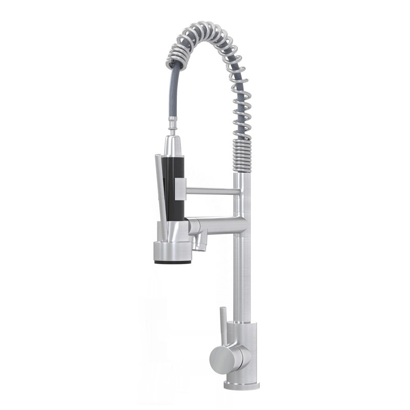 Robinet de cuisine à poignée simple 19 po d'Uniwa (finition nickel brossé)