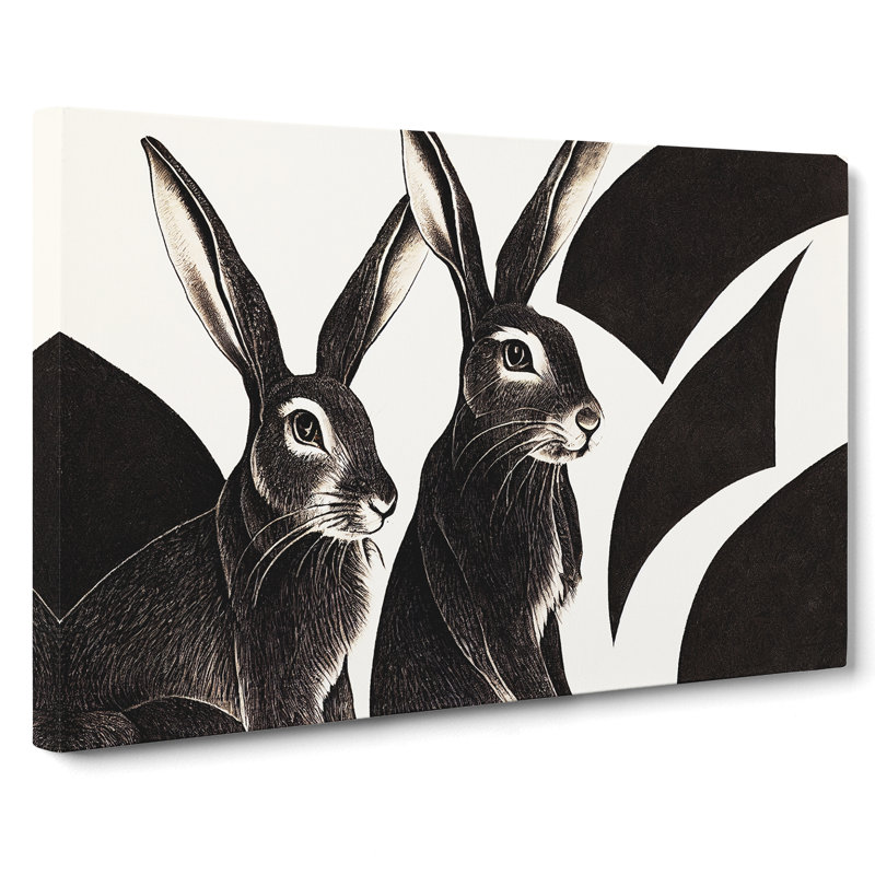 Pair Of Hares - Wrapped Canvas, 35cm H x 50cm W x 3cm D