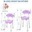 360° Swivel Shower Chair with Backrest – Height Adjustable, Non-Slip Bath Seat for Elderly, Seniors & Disabled – Compact, Sturdy Tub Chair for Bathroom Safety – Easy Assembly – Purple