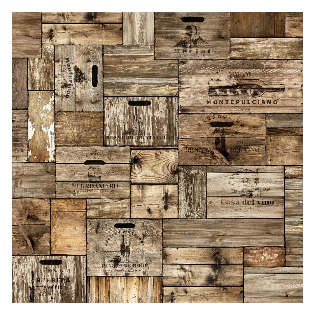 Strukturierte Fototapete Vintage Wooden Crates 1,92 m x 192 cm