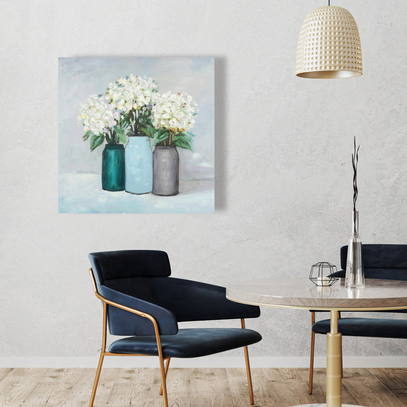 " Hydrangea Flowers In Vases ", 36" H x 36" W x 1.5" D