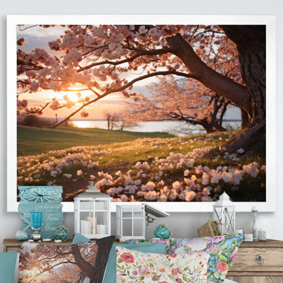 «Pink Cherry Blossom Field II», reproduction sur toile