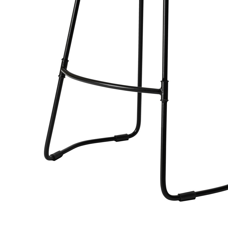 Tabouret de bar et de comptoir Geonna en bois massif, style selle, avec repose-pieds, Naturel