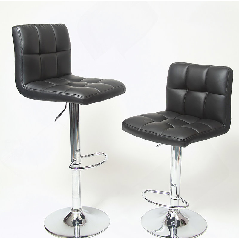 Tabouret de bar pivotant réglable en similicuir, ensemble de 2, Noir