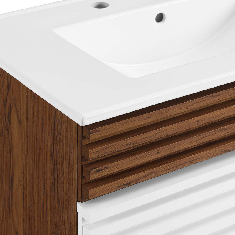 Render 30" Bathroom Vanity Cabinet, White/Walnut