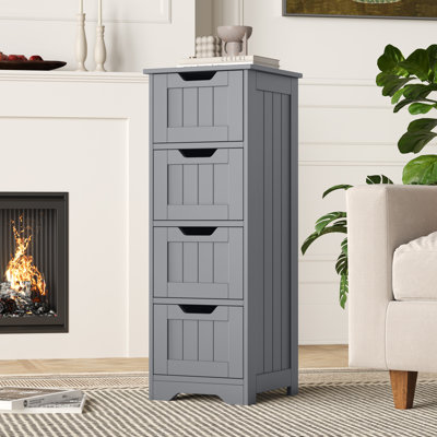 11.8'' W x 32.5'' H x 11.8'' D 4-Drawer Free-standing Bathroom Cabinet, Blue