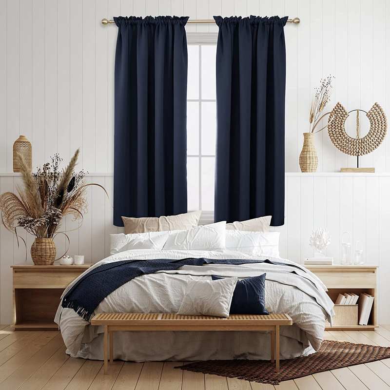 Peniste Room Darkening Curtain Pair, 52" W x 84" L, Navy Blue