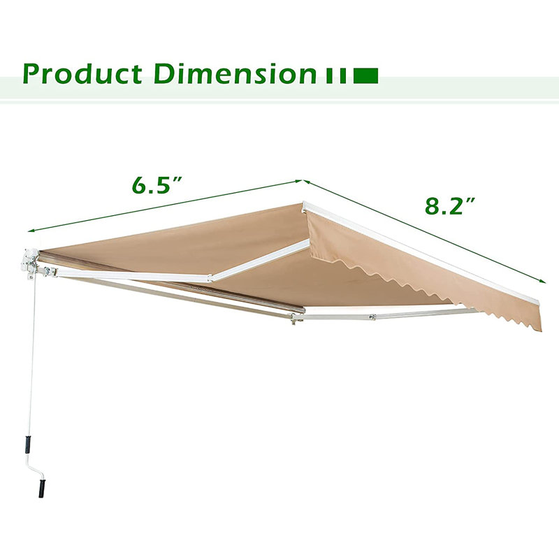Auvent de terrasse à pente manuelle AECOJoy, L 98,4 po x P 78 po, Beige, Couleur unie