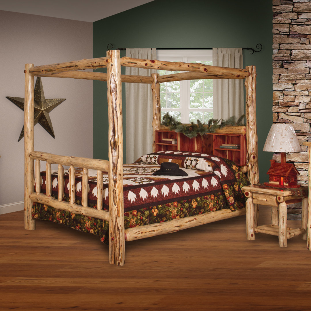 Tulane Red Cedar Log Canopy Bed Loon Peak® 