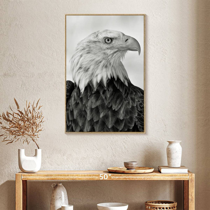 Aigle féroce, Floating Frame Natural Wood, 25" x 37"