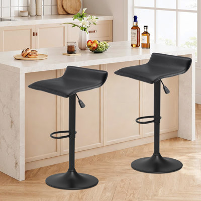 Modern Airlift Swivel Pu Leather Barstools, Backless Kitchen Counter Height Bar Stools For Dining Room,Bar Stools Set Of 2