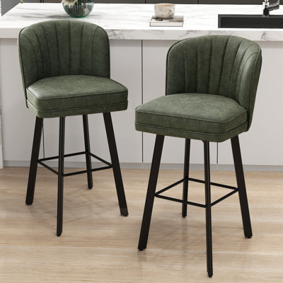 26" Swivel Counter Height Bar Stools With Backs For Kitchen Island