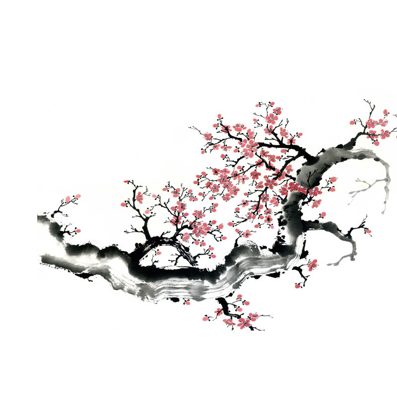 «Plum Blossom Branch III», peinture sur toile, H 32 po x l 48 po x P 1,25 po, Toile tendue