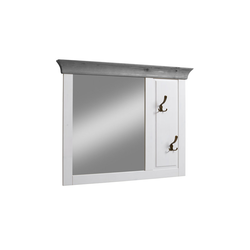 Falkville Wood Wall Mirror, White/Grey