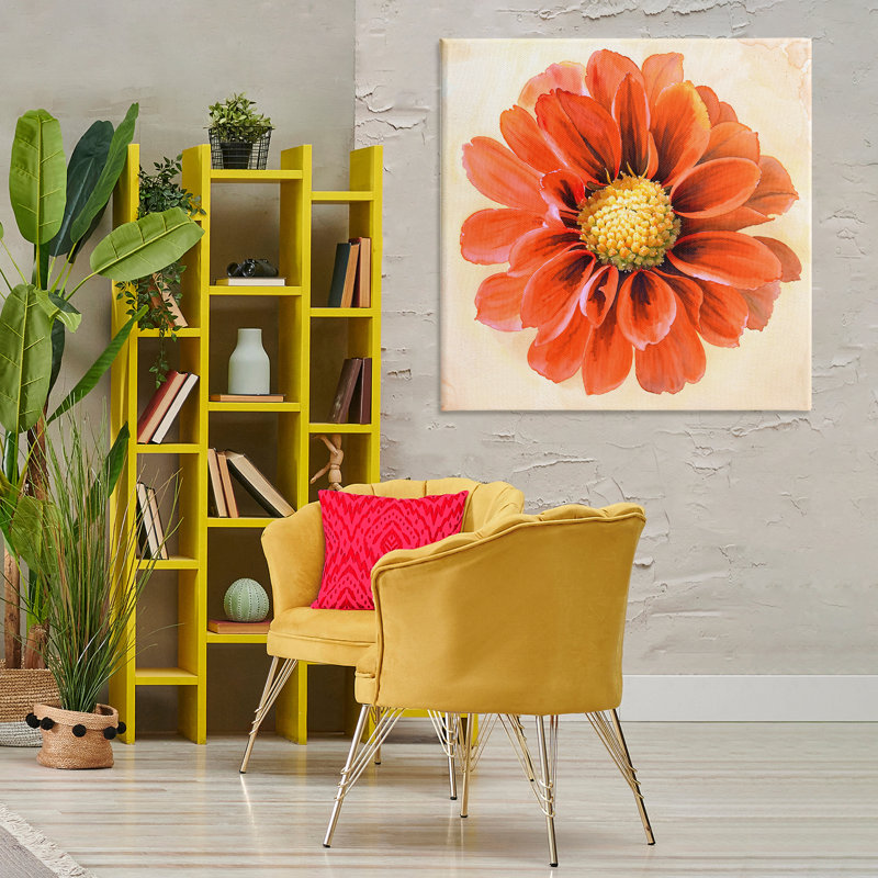 «Orange Dahlia Bloom» par Christine Zalewski, H 36 po x l 36 po