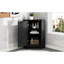 Armoire de rangement triangulaire noire avec tablette réglable, fabriquée et élégante pour salle de bain