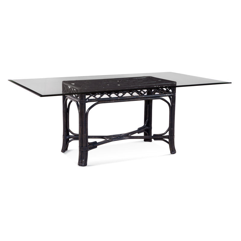 Chippendale Glass Dining Table, 42" W x 60" L, Black