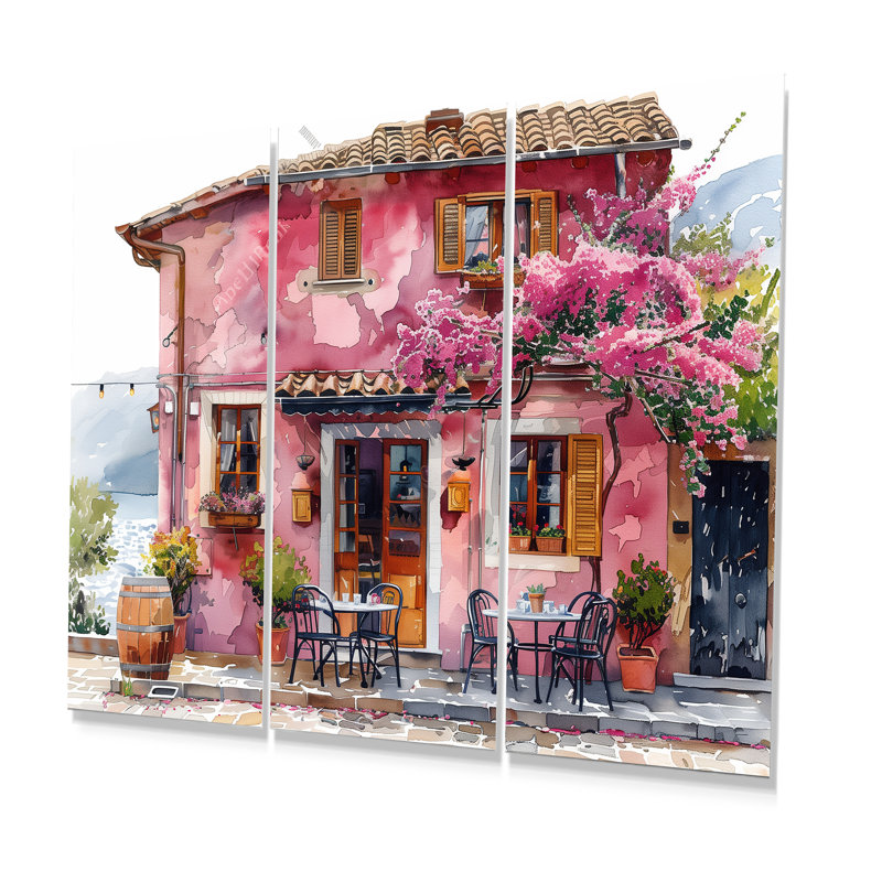 Ensemble de reproduction d'art mural rose et vert, H 28 po x l 36 po x P 1 po, Métal métal