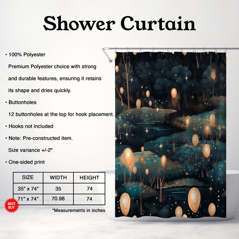 Rideau de douche Forest Whispers, H 74 po x l 71 po