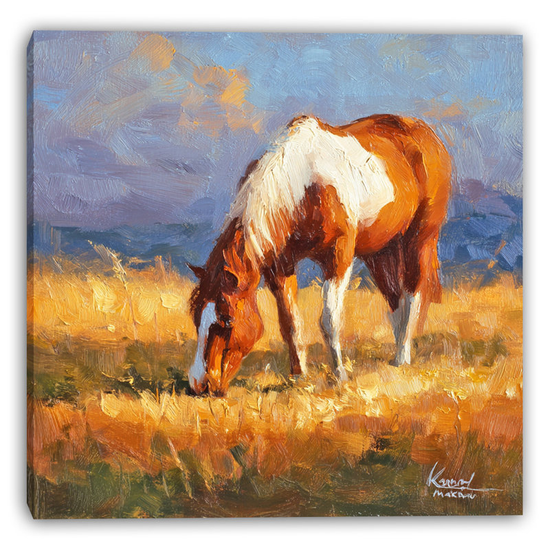 «Golden Field Horse II», art mural sur toile tendue, H 30 po x l 30 po