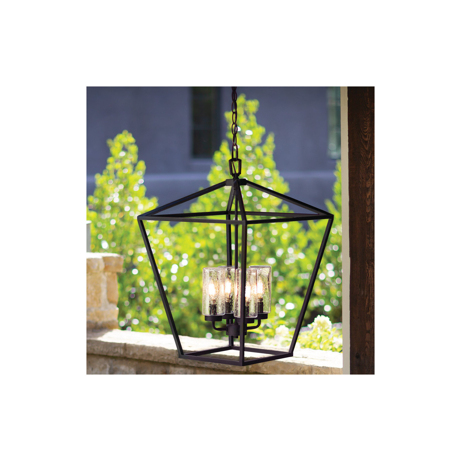 Alford Place 4 -Bulb 24.5" H Outdoor Hanging Lantern, Oil Rubbed Bronze, 100W