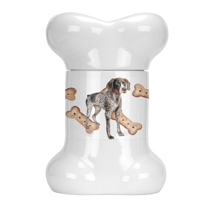 Brown and White Ceramic Treat Jar With Lid