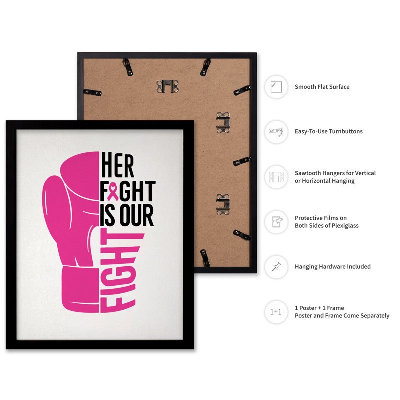 «Her Fight Is Our Fight Cancer», H 12 po x l 16 po, Affiche, Cadre noir