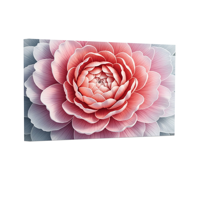Plantes et fleurs, art floral rose sur toile, H 16 po x l 24 po