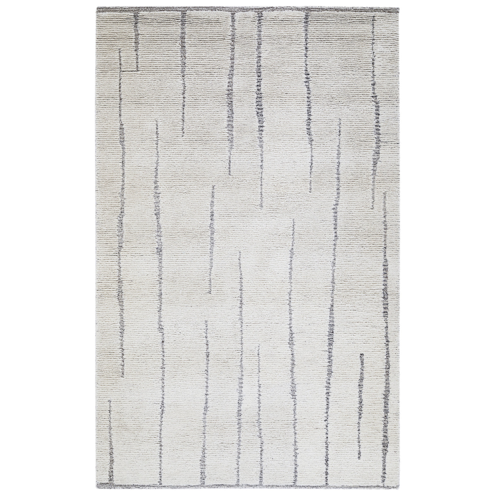 Keagan Charcoal Ivory Hand-Tufted Abstract Wool Rug, Rectangle 2' x 3'