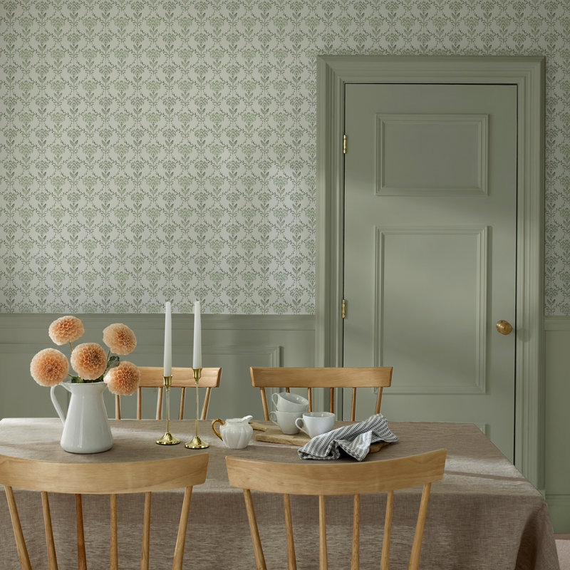 Martha Stewart Chateau Fleur Basketweave Green Wallpaper, Green