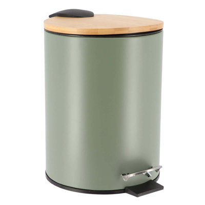 Trash Can with Bamboo Lid and Pedal, 2.5L Capacity