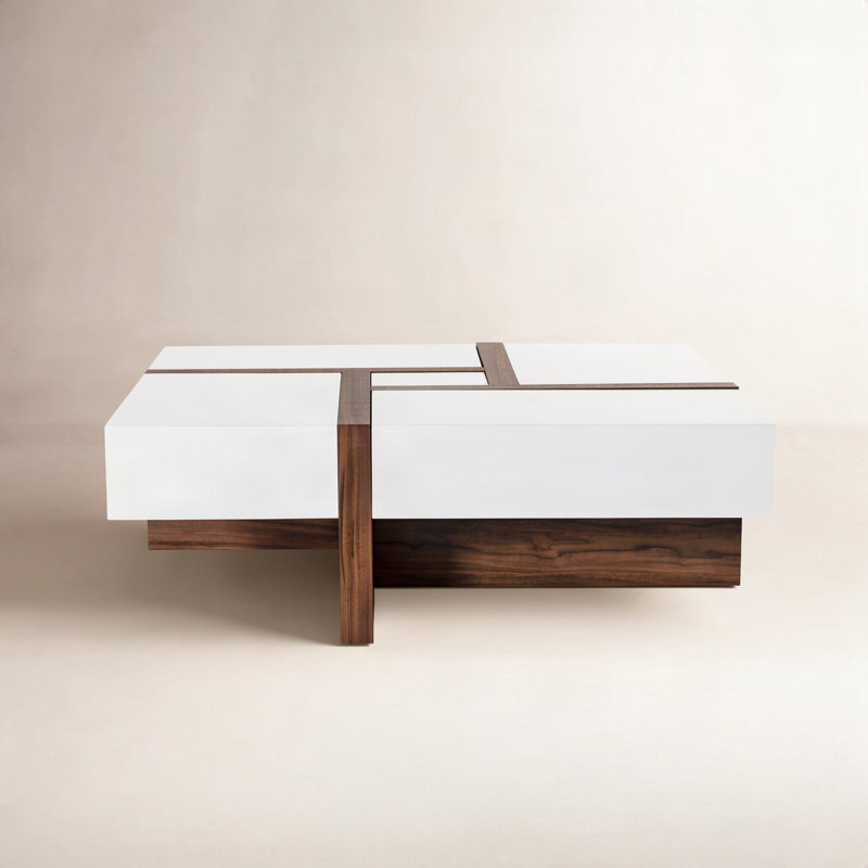 Elka Storage Coffee Table, White/Walnut