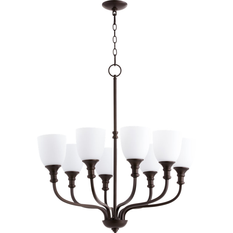 Lustre classique / traditionnel à 8 lumières Falbo, Blanc, Bronze huilé