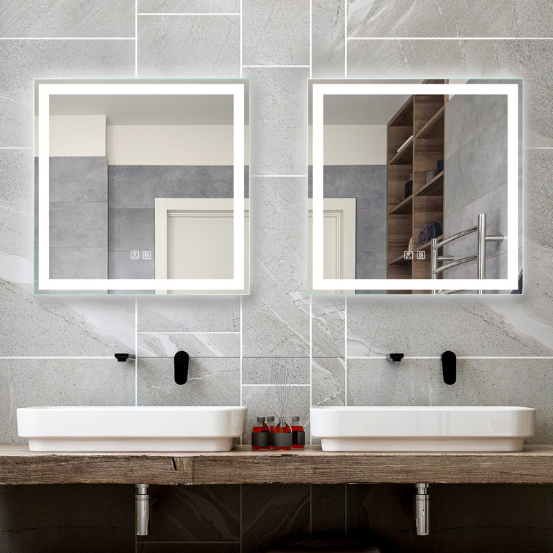 Naliyah LED Bathroom Mirror, Dimmable Vanity Mirror Anti-Fog Wall Mounted With Lights, 30" x 30"
