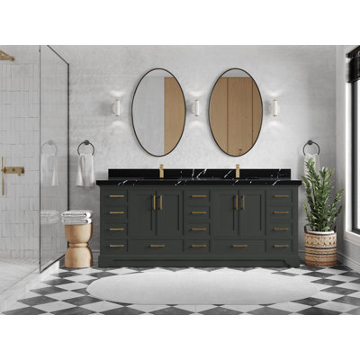 Charlotte 84'' Double Bathroom Vanity with Quartz Top