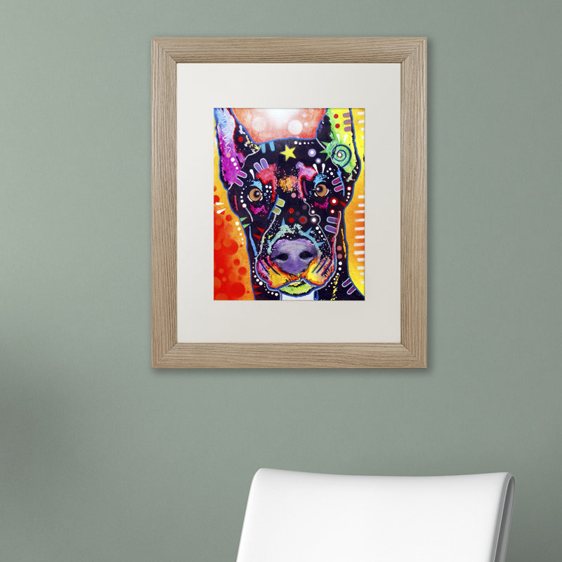 « doberman », impression, Blanc, H 20 po x l 16 po x P 0,5 po, Cadre noir