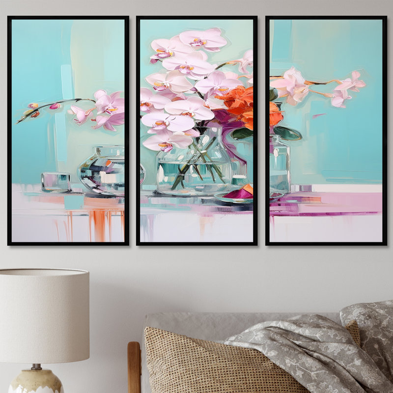 Ensemble de salon Georgie - Bouquets assortis, Cadre flottant noir, H 28 po x l 36 po x P 1 po
