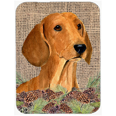 Dachshund and Pine Cone Glass Cutting Board