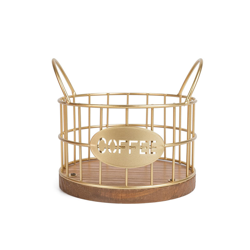 Support à dosettes de café pour comptoir, organisateurs de rangement pour dosettes de café K, panier à café avec base en bois pour la cuisine